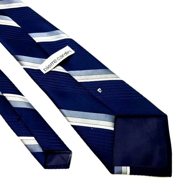 Pierre Cardin Silk Tie Print Blue Striped Short - Picture 3 of 4